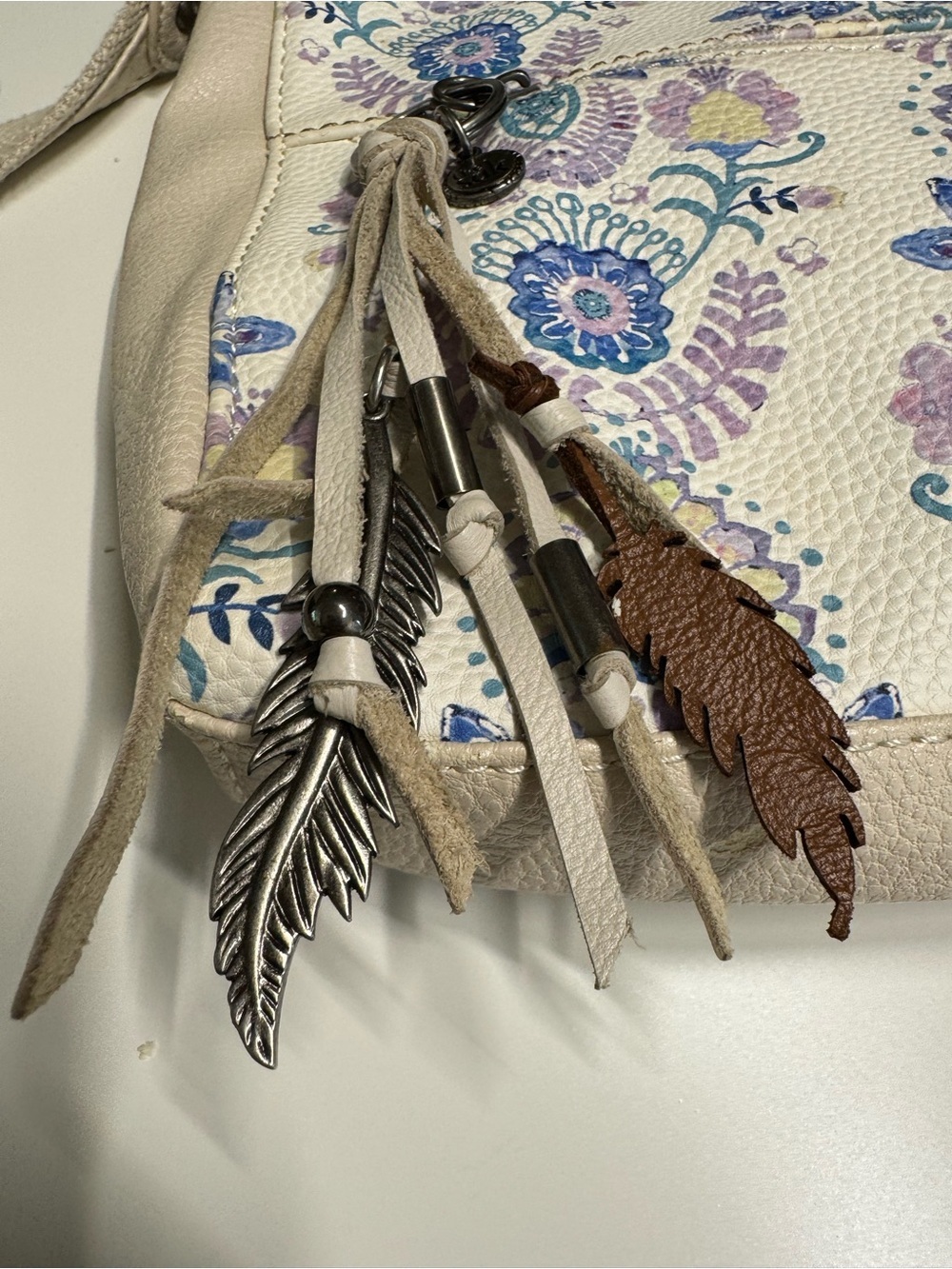 The SAK Alameda Cream Pebbled Faux Leather Floral Print Shoulder Crossbody Bag - Picture 5 of 11